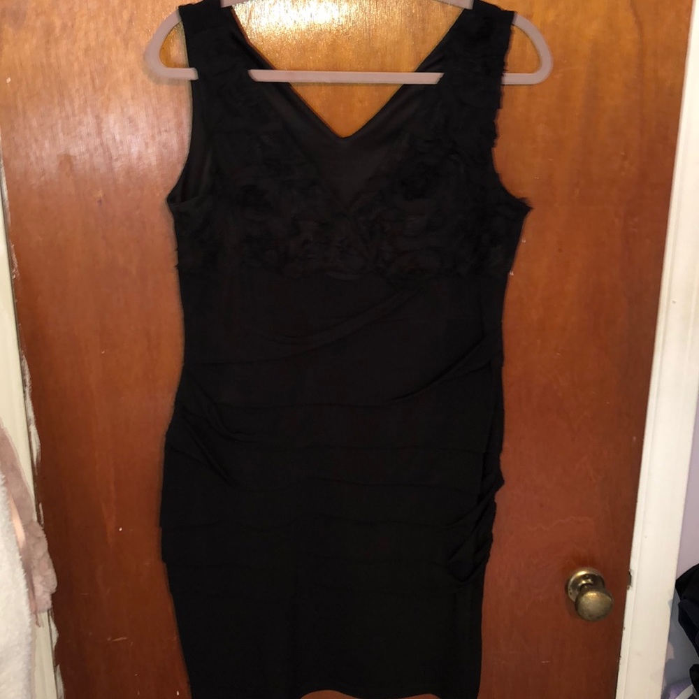 Black fitted knee length dress